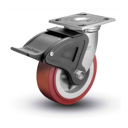 Colson 4 Series Swivel Plate Caster Polyurethane With Brake 4" Dia. 600 Lb. 4.04109.929 BRK4